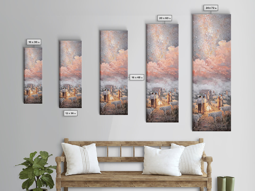 Starry Night Watch - Framed Canvas Print - Christian Christmas Decor - Skinny Art - Christian Wall Art - Jesus Painting - Christian Canvas