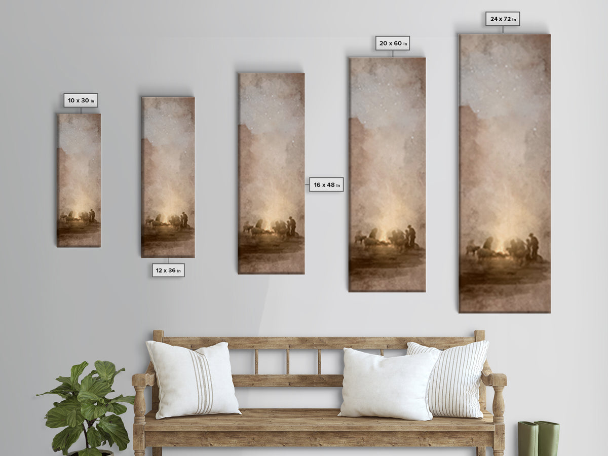 Desert Watch Glow - Framed Canvas Print - Christian Art Canvas - Tall Skinny Art Print - Christmas Art - Jesus Painting - Christian Decor