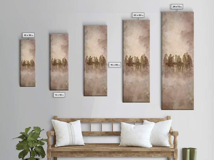 Heavenly Table Gathering | Framed Canvas Print | Christian Art Canvas | Christian Wall Art | Jesus Painting | Narrow Art | Christian Gift I