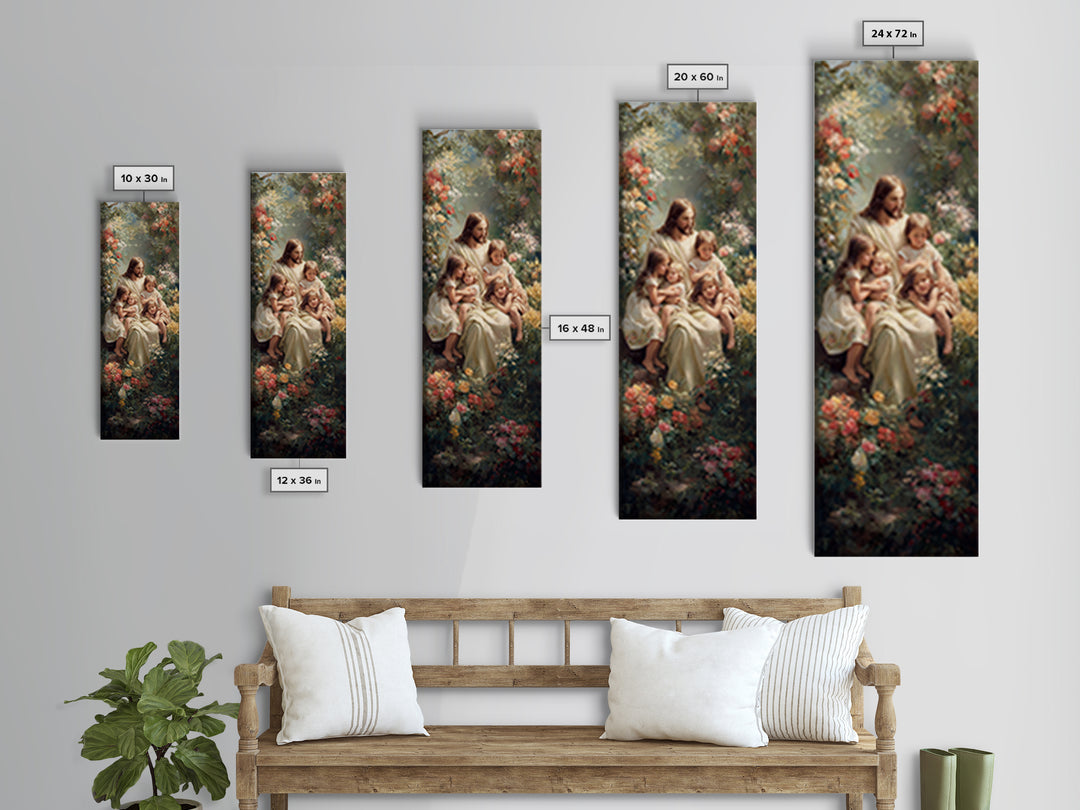 Gentle Shepherd Light | Framed Canvas Print | Christian Painting | Christian Art Canvas | Christian Wall Art | Narrow Art