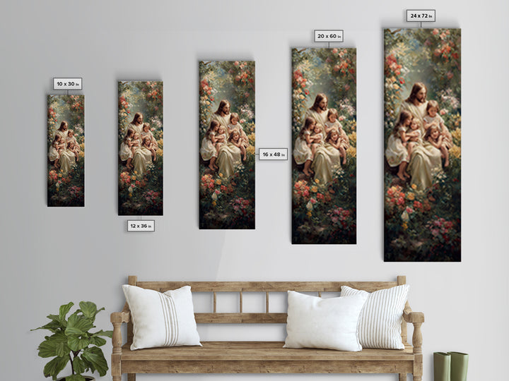 Gentle Shepherd Light | Framed Canvas Print | Christian Painting | Christian Art Canvas | Christian Wall Art | Narrow Art