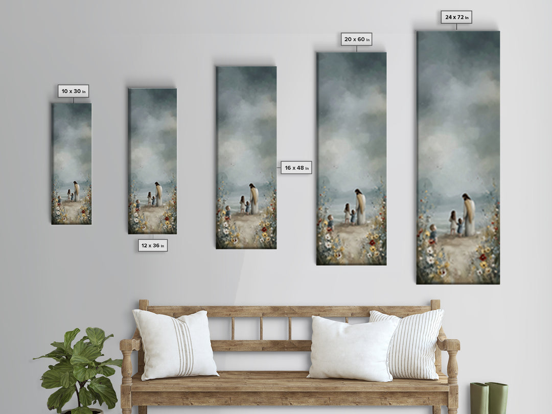Children Of Grace | Framed Canvas Print | Jesus Painting | Christian Wall Art | Christian Art Canvas | Tall Narrow Wall Art