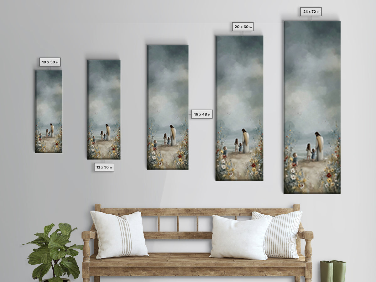 Children Of Grace | Framed Canvas Print | Jesus Painting | Christian Wall Art | Christian Art Canvas | Tall Narrow Wall Art