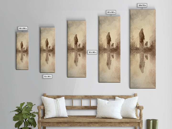 Guiding Shepherd Light – Framed Canvas Print – Christian Wall Art – Jesus Painting – Christian Art Canvas – Narrow Art – Christian Decor
