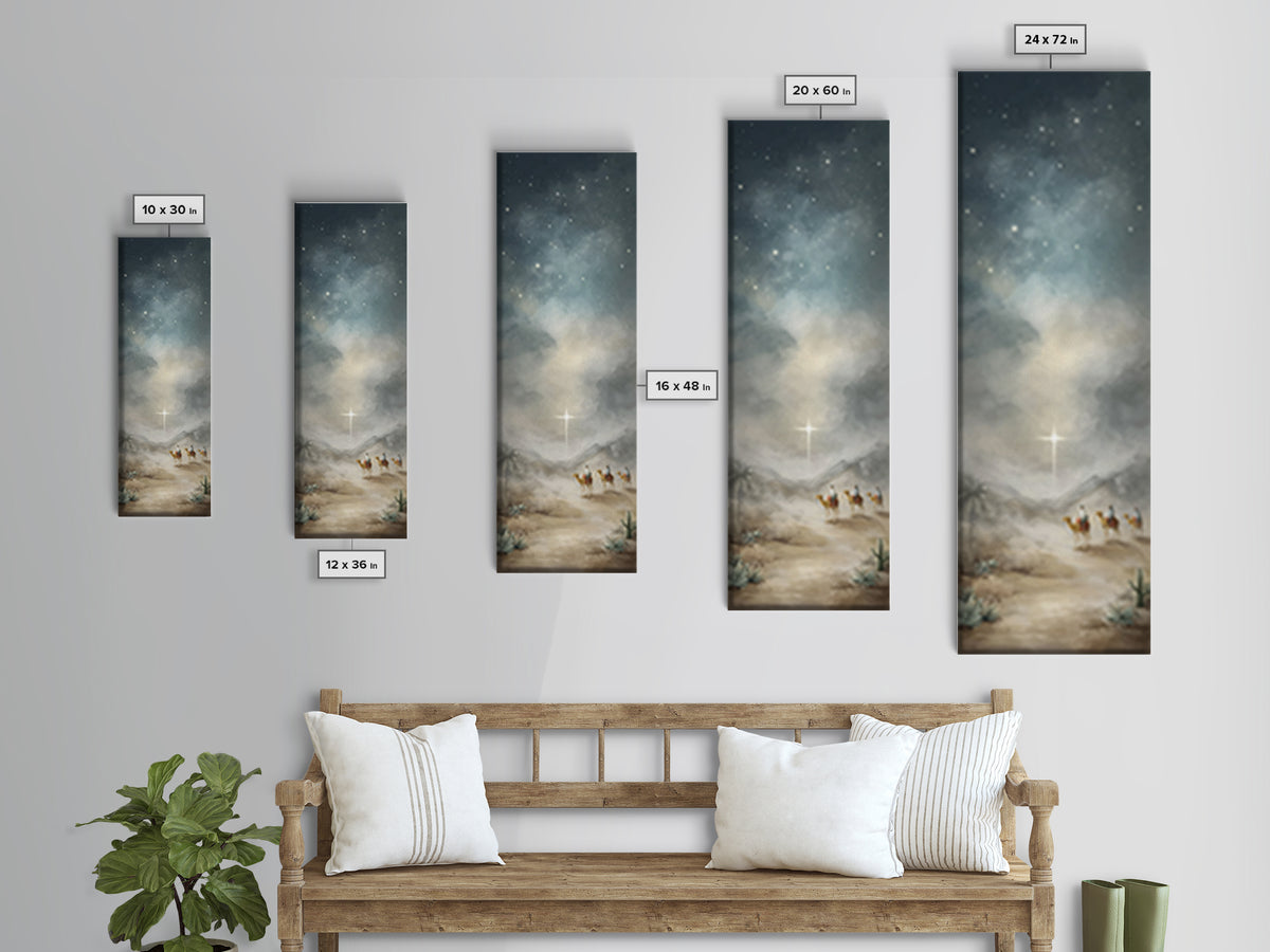 Bethlehem Night Star – Framed Canvas Print – Christmas Art – Christian Christmas Art – Christian Wall Art – Skinny Art – Framed Christmas A