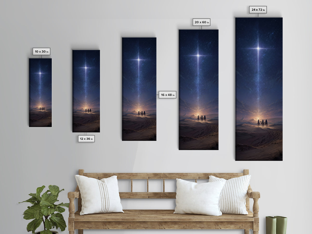 Cross Above The Sands, Framed Canvas Print, Christian Art Canvas, Christmas Art, Christian Wall Art, Skinny Art, Christian Christmas
