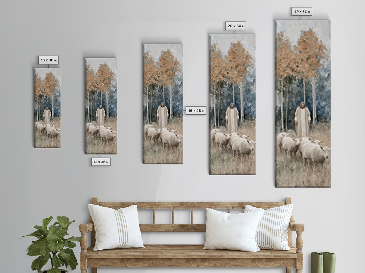Autumn Shepherd Peace | Framed Canvas Print | Christian Art Canvas | Christian Wall Art | Narrow Art | Jesus Art Print | Christian Decor