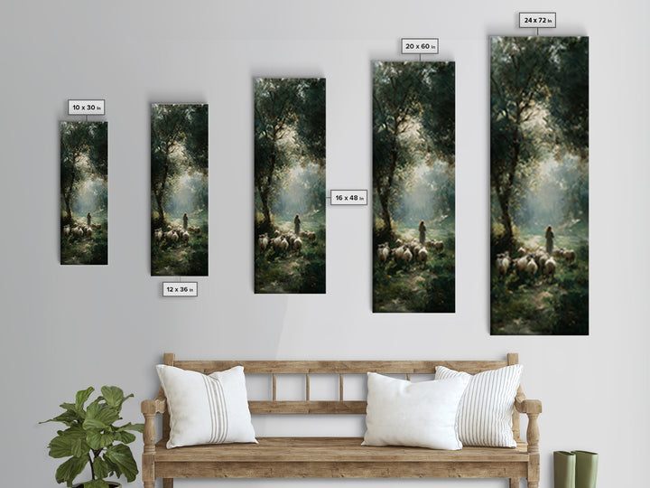 Garden Of The Shepherd – Framed Canvas Print – Christian Art Canvas – Christian Wall Art – Skinny Art – Jesus Painting – Christian Art