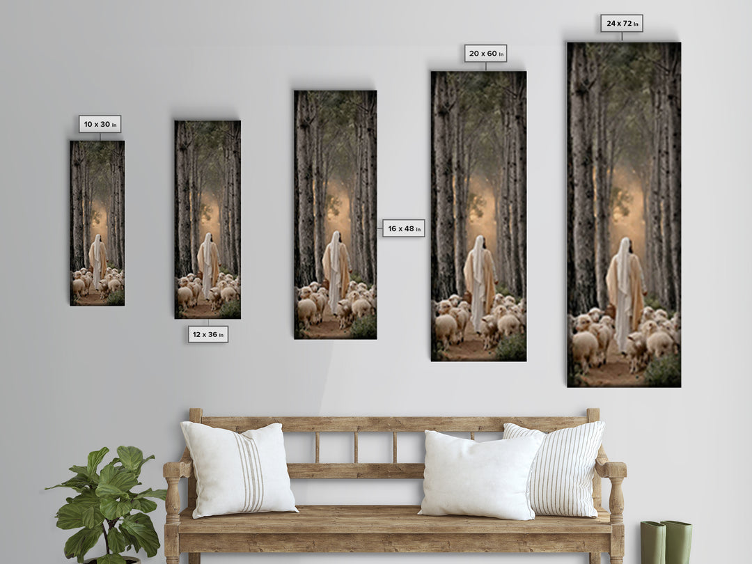 Woodland Guide, Framed Canvas Print, Christian Art Canvas, Christian Wall Art, Tall Narrow Wall Art, Jesus Painting, Christian Decor