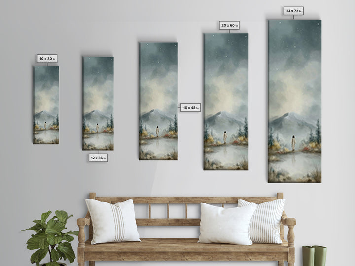 Heavenly Mountain Peace – Framed Canvas Print – Christian Art – Christmas Wall Art – Narrow Art – Jesus Painting