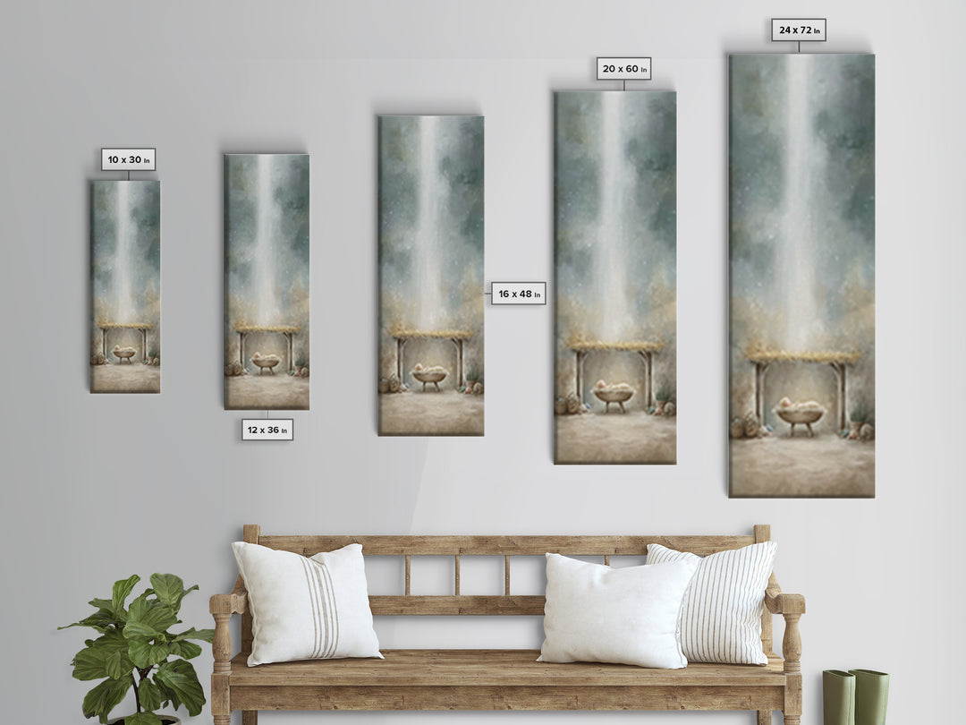 Radiant Stable Peace – Framed Canvas Print – Christian Art Canvas – Christian Wall Art – Jesus Painting – Christmas Art – Christian Decor –