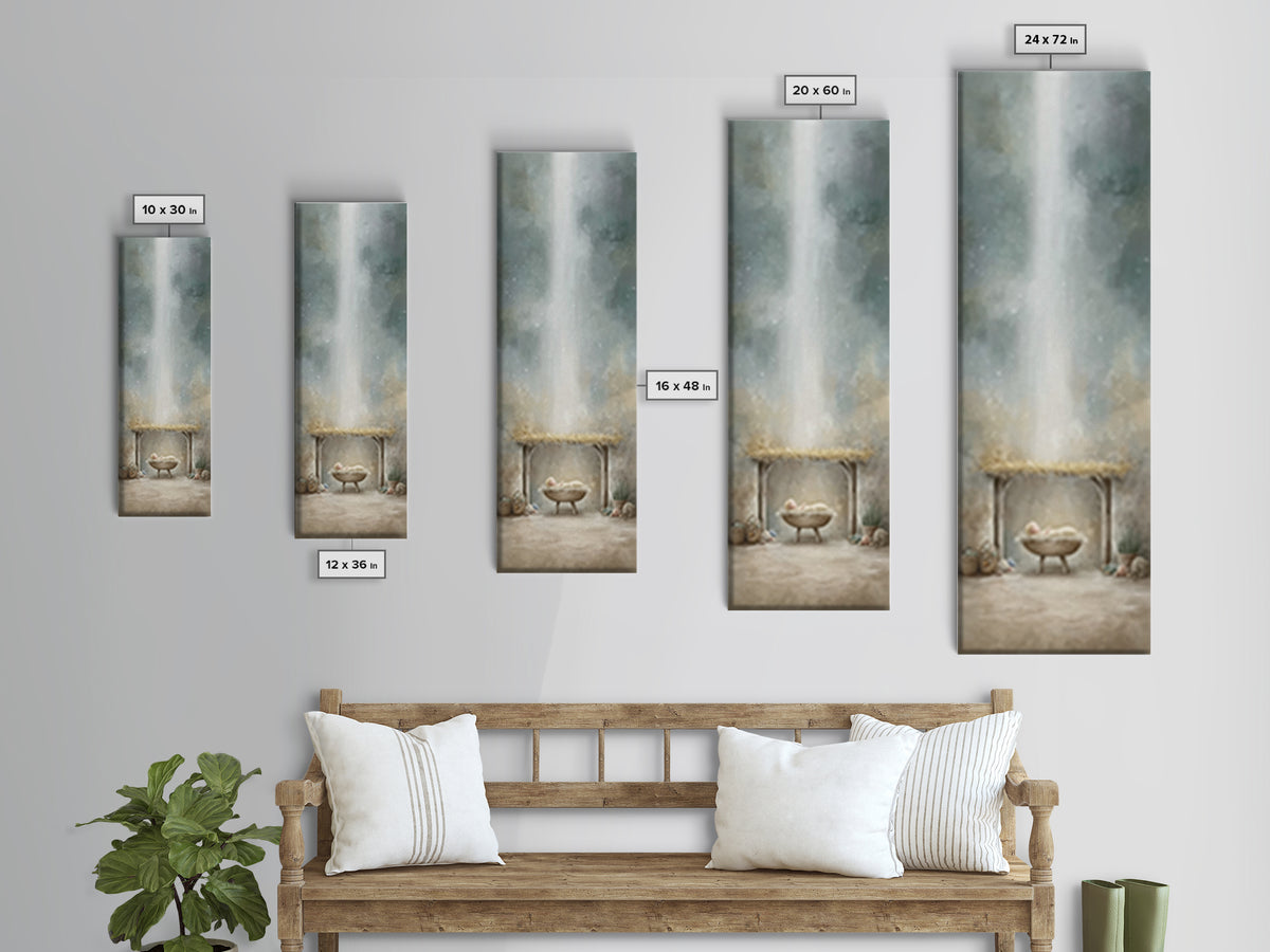 Radiant Stable Peace – Framed Canvas Print – Christian Art Canvas – Christian Wall Art – Jesus Painting – Christmas Art – Christian Decor –