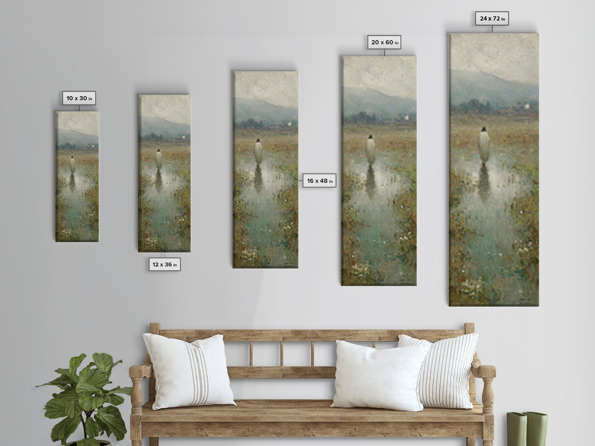 Pastoral Dawn Promise – Framed Canvas Print – Christian Art Canvas – Minimalist Christian Art – Skinny Art – Christian Christmas Art
