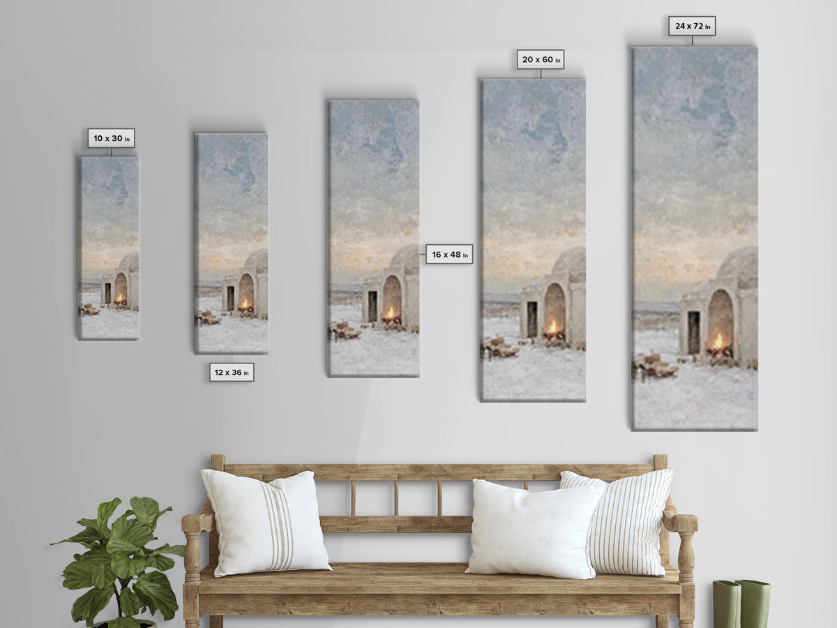 Bethlehem Hearth Glow | Framed Canvas Print | Christian Christmas Art | Christian Wall Art | Tall Skinny Art Print | Christian Art Canvas