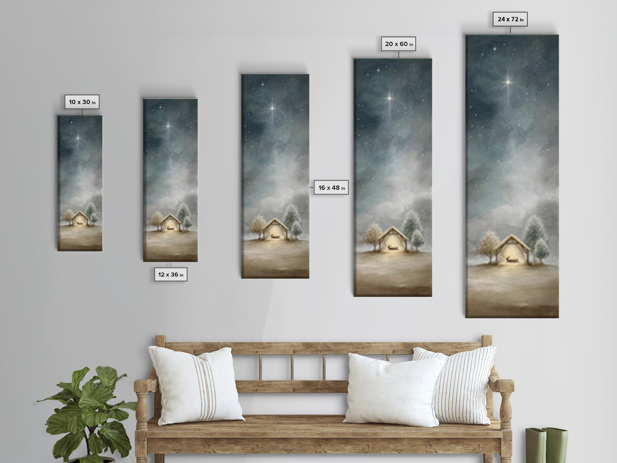 Holy Star Shelter – Framed Canvas Print – Christian Art – Christmas Wall Art – Skinny Art – Jesus Christmas Art – Christian Art Prints