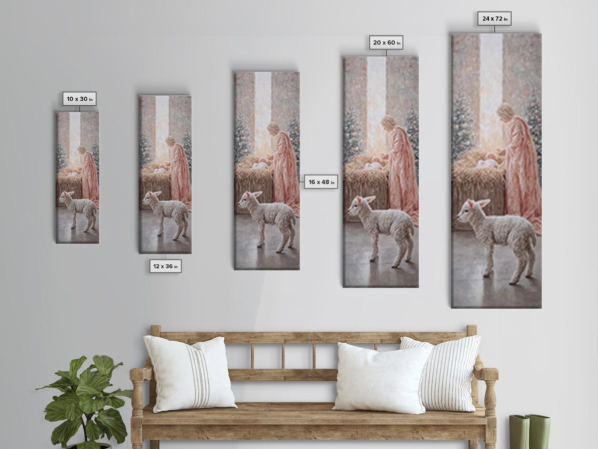 Mother’s Tender Dawn | Framed Canvas Print | Christian Art | Mary And Jesus Painting | Tall Narrow Wall Art | Christian Christmas Art | Chr