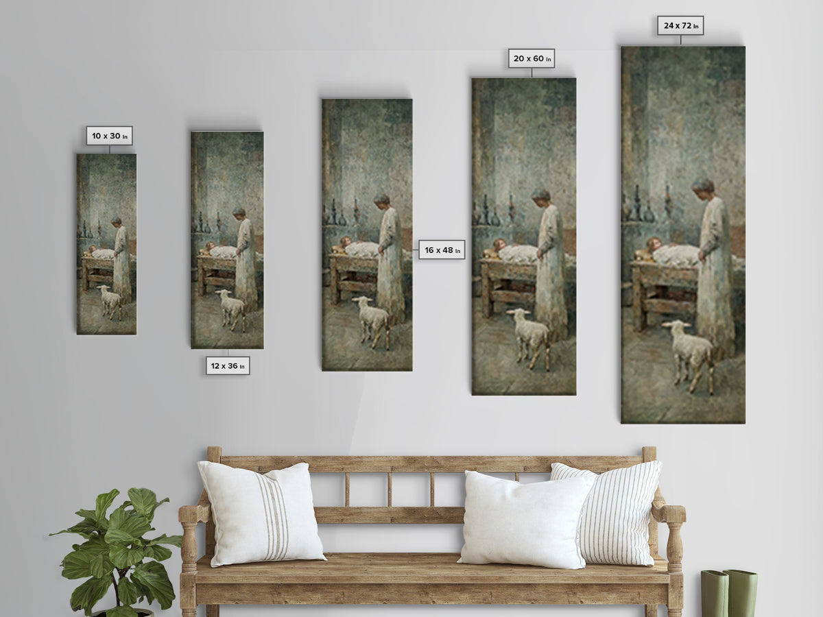 Quiet Mercy Table – Framed Canvas Print – Christian Wall Art – Christian Art Canvas – Jesus Painting – Tall Narrow Wall Art