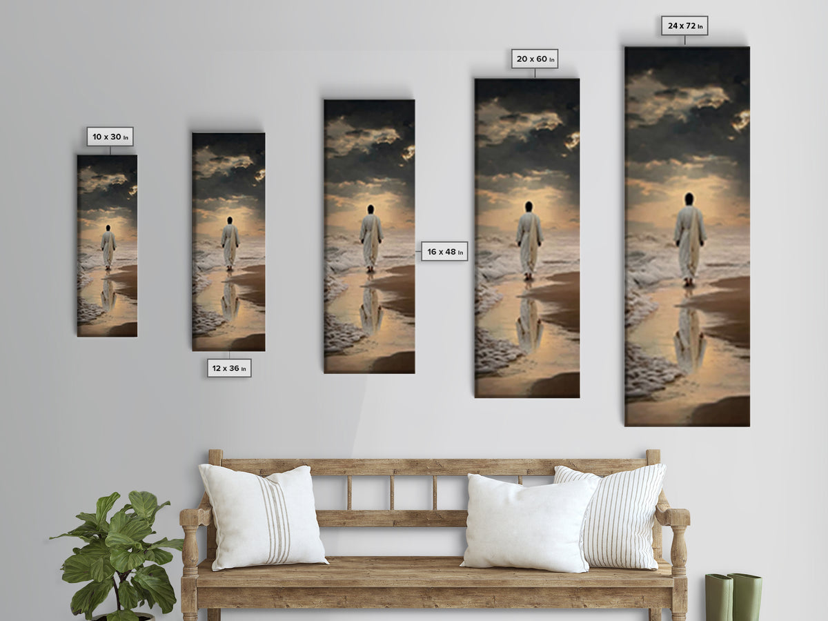 Stormlit Journey Grace – Framed Canvas Print – Christian Wall Art – Christian Art Canvas – Jesus Painting – Tall Narrow Wall Art
