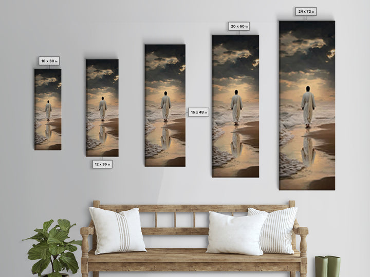 Stormlit Journey Grace – Framed Canvas Print – Christian Wall Art – Christian Art Canvas – Jesus Painting – Tall Narrow Wall Art