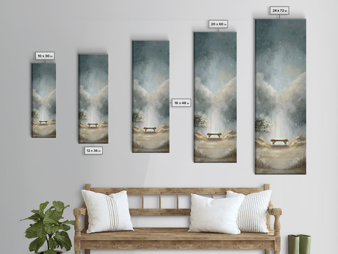 Winter Manger Light – Framed Canvas Print – Christmas Art – Christian Christmas Art – Christian Wall Art – Tall Narrow Wall Art