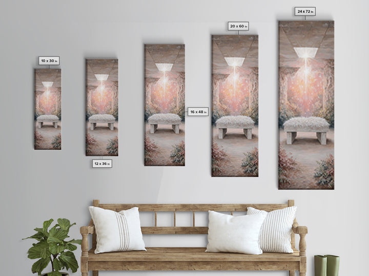 Holy Cradle Glow – Framed Canvas Print – Christian Wall Art – Christian Art Canvas – Christmas Art – Narrow Art