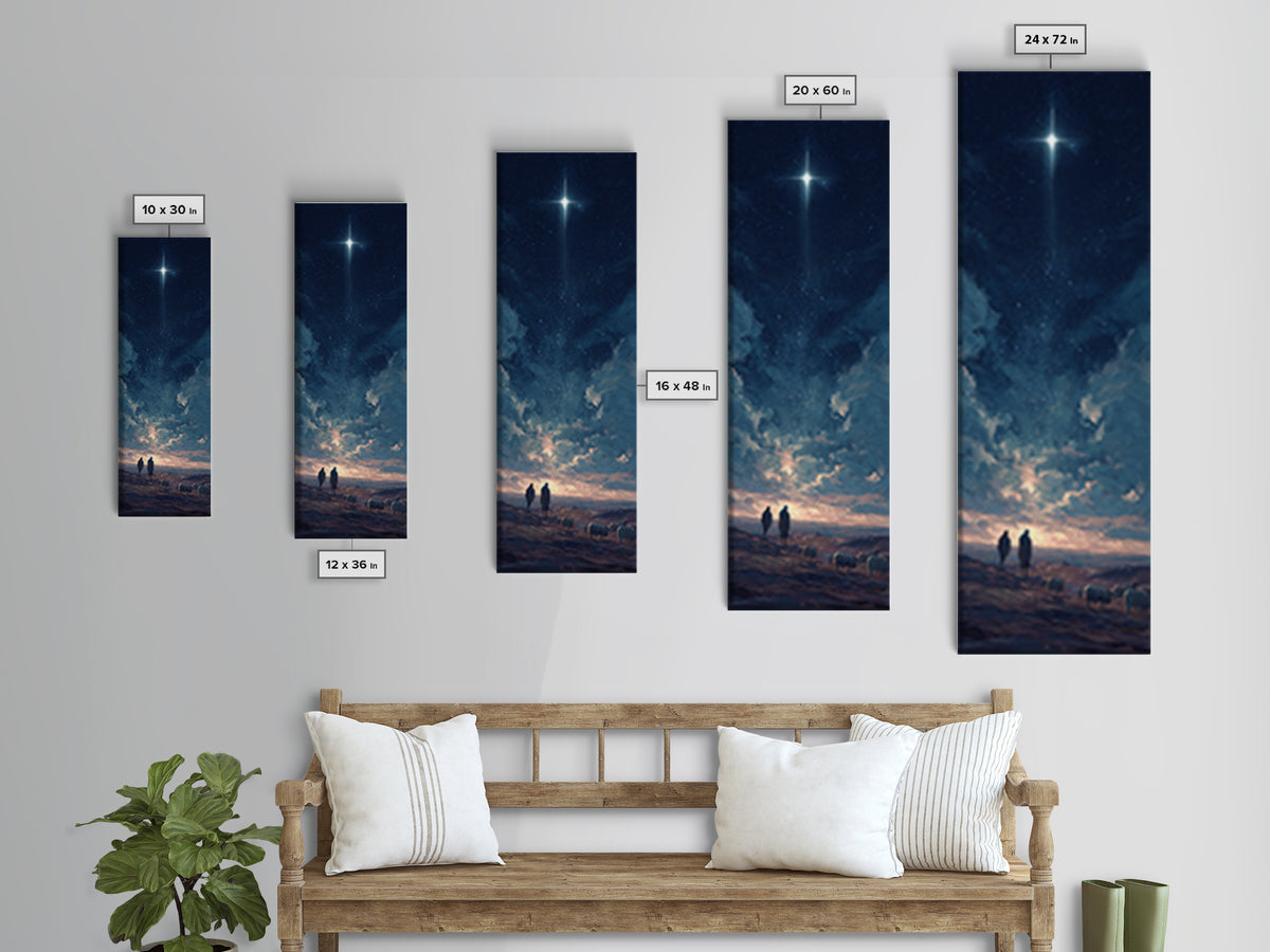Blessed Night Sky, Framed Canvas Print, Christian Christmas Art, Christian Art Canvas, Skinny Art, Christian Wall Art