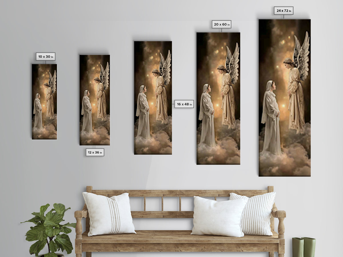 Sacred Encounter – Framed Canvas Print – Narrow Art – Christian Art – Christmas Art – Christian Art Canvas – Jesus Painting – Christian Dec