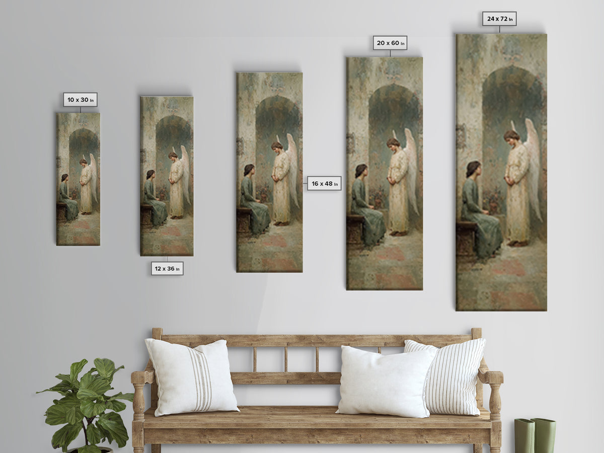 Celestial Peace, Framed Canvas Print, Tall Narrow Wall Art, Christian Christmas Art, Christian Art Canvas, Minimalist Christian Art, Jesus