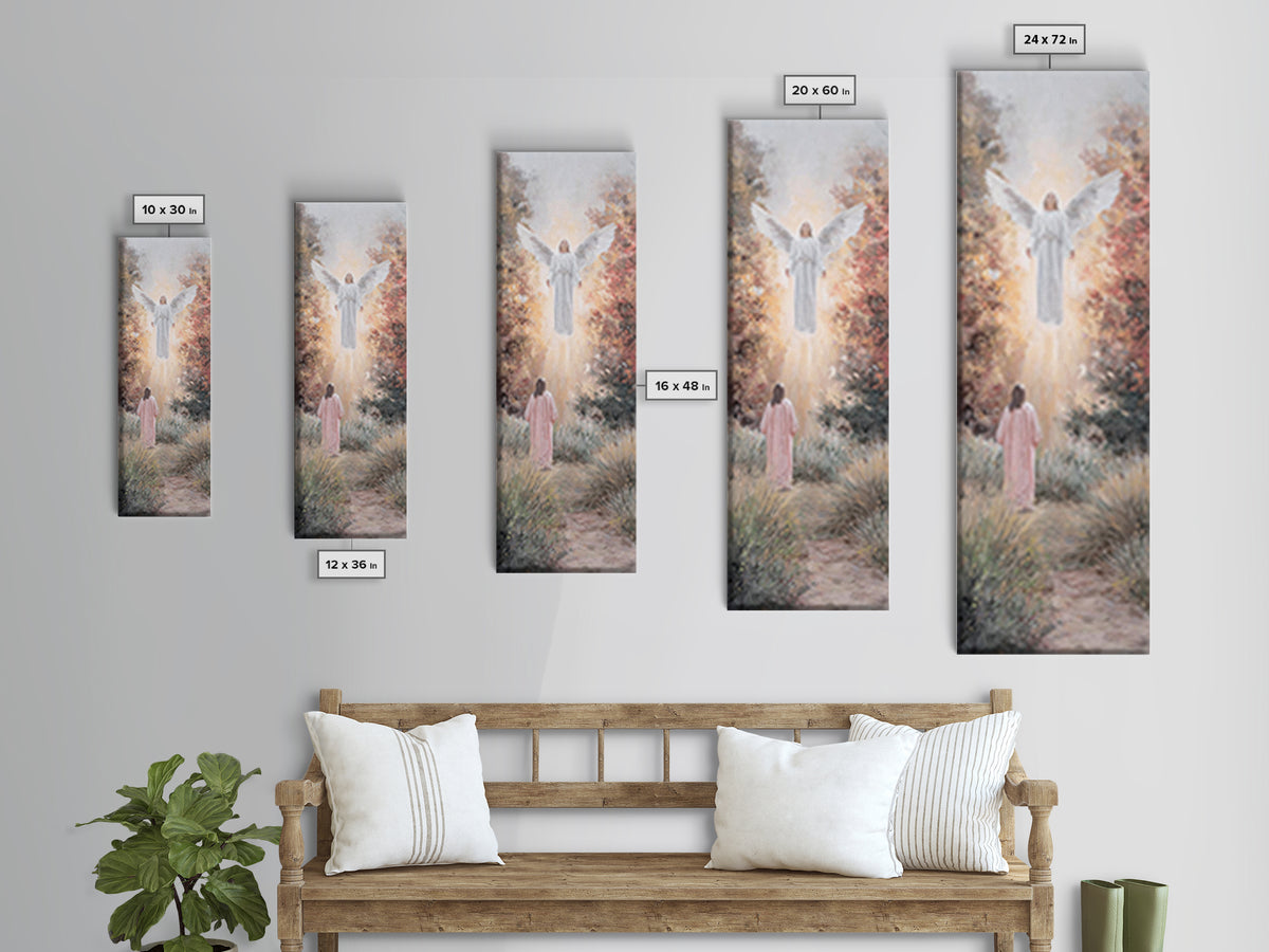 Blessed Messenger – Framed Canvas Print – Tall Skinny Art Print – Christian Art Canvas – Christian Christmas Art – Jesus Painting – Christi