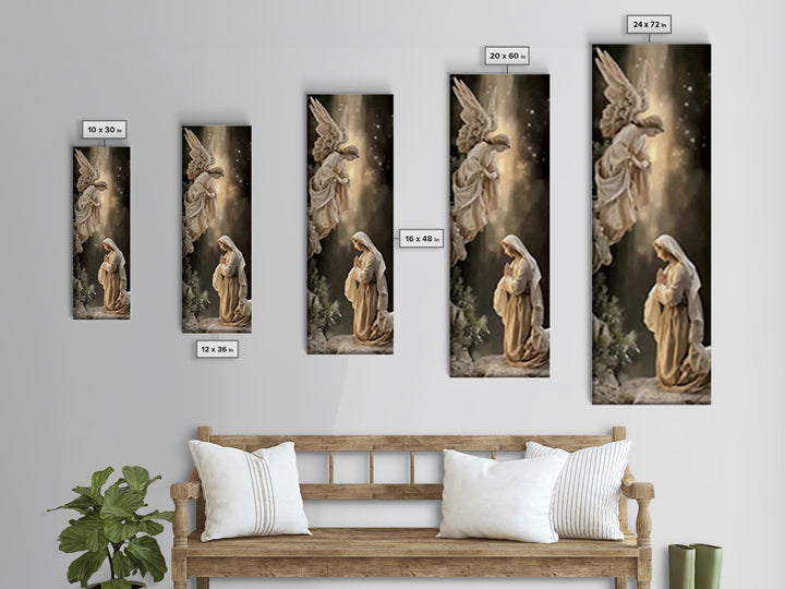 Divine Announcement, Framed Canvas Print, Narrow Art, Christian Art Canvas, Christian Wall Art, Christmas Art, Modern Christian Art