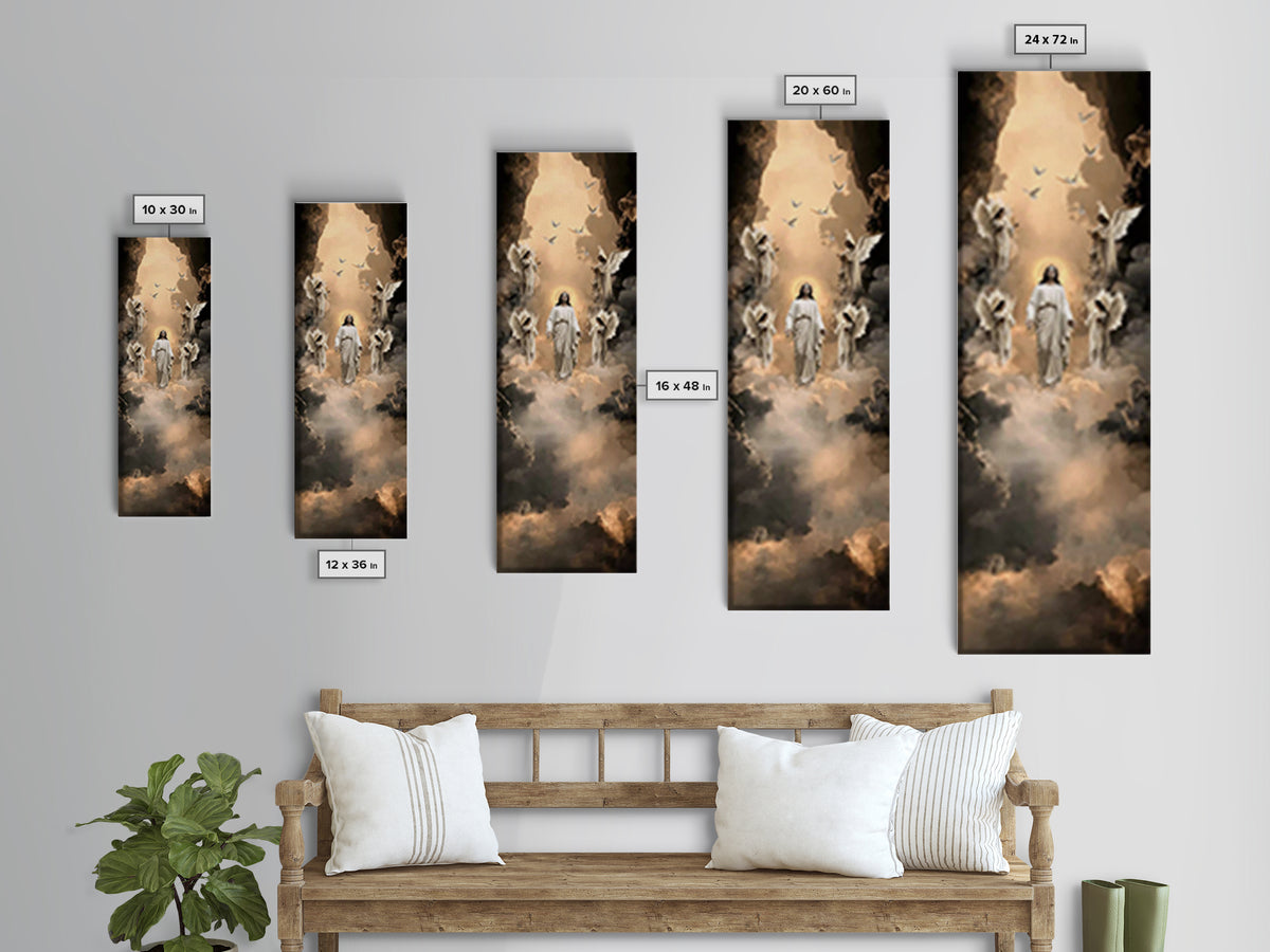 Glory In The Clouds, Framed Canvas Print, Tall Narrow Wall Art, Christian Wall Art, Jesus Painting, Christian Art Canvas, Christian Art