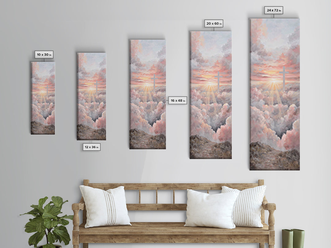 Cross Of Dawn | Framed Canvas Print | Christian Wall Art | Christian Art Canvas | Tall Skinny Art Print | Christian Christmas Art | Christi