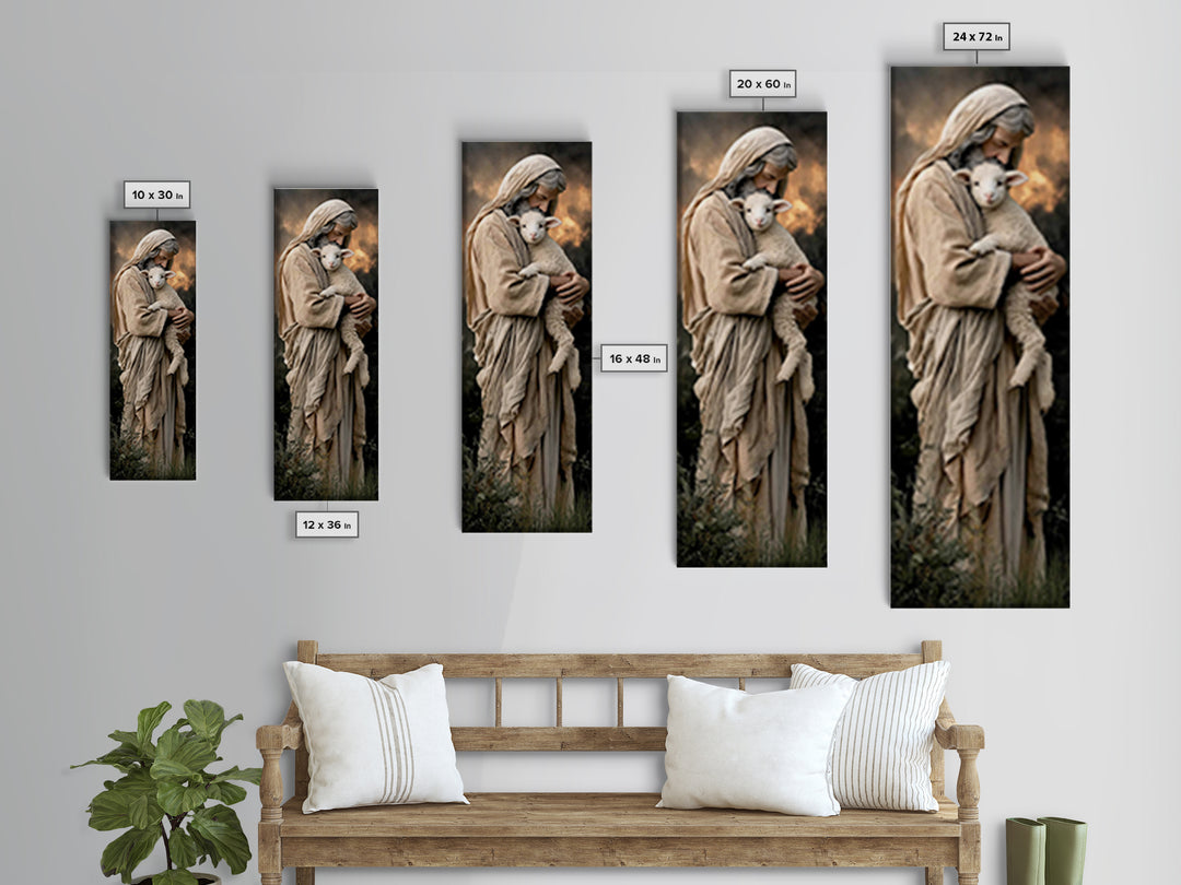 Lamb Of Mercy – Framed Canvas Print – Jesus Painting – Christian Wall Art – Narrow Art – Christian Art Canvas – Modern Christian Art – Chri