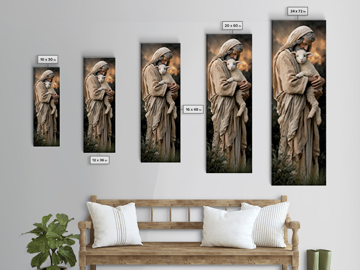 Lamb Of Mercy – Framed Canvas Print – Jesus Painting – Christian Wall Art – Narrow Art – Christian Art Canvas – Modern Christian Art – Chri