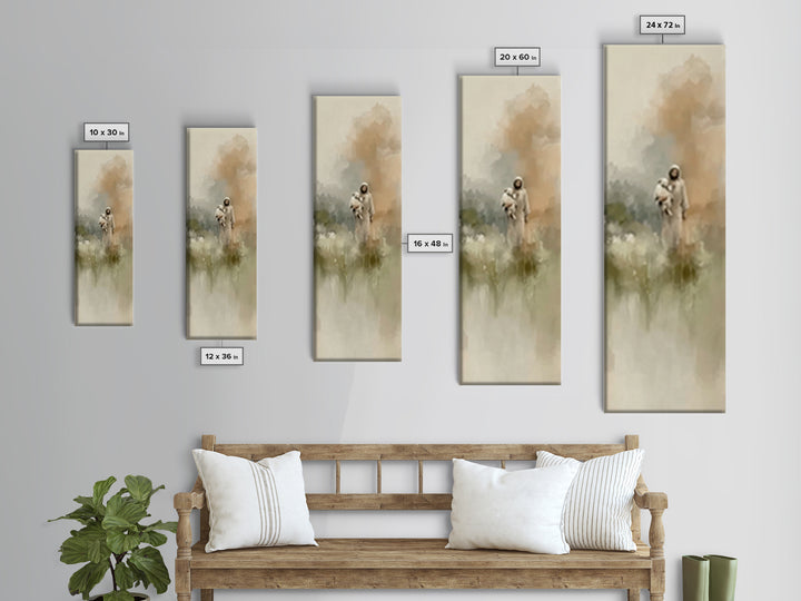 Gentle Shepherd | Framed Canvas Print | Christian Art Canvas | Tall Skinny Art Print | Christian Wall Art | Minimalist Christian Art | Jesu