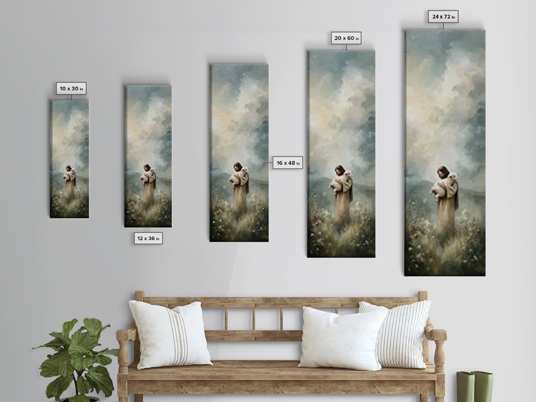 Pasture Of Grace, Framed Canvas Print, Christian Wall Art, Jesus Painting Canvas, Skinny Art, Christian Art Canvas, Modern Christian Art, C