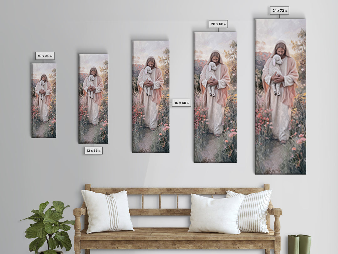 Fields Of Comfort – Framed Canvas Print – Christian Art Canvas – Large Jesus Painting – Tall Narrow Wall Art – Christian Wall Art – Christi