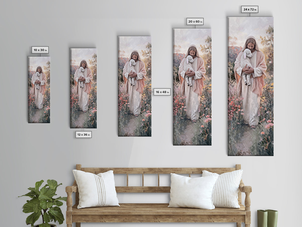 Fields Of Comfort – Framed Canvas Print – Christian Art Canvas – Large Jesus Painting – Tall Narrow Wall Art – Christian Wall Art – Christi