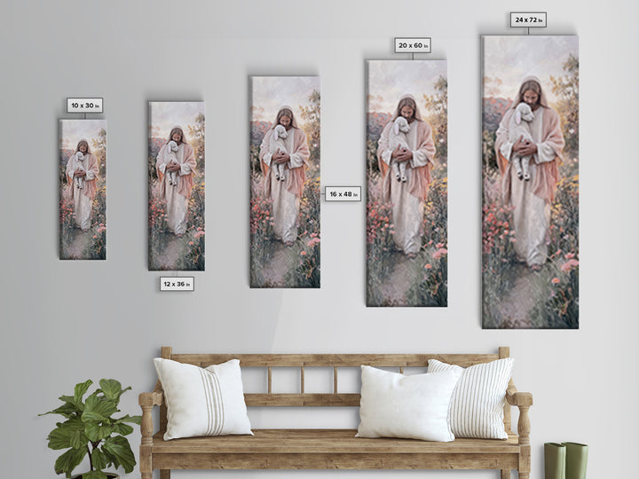 Fields Of Comfort – Framed Canvas Print – Christian Art Canvas – Large Jesus Painting – Tall Narrow Wall Art – Christian Wall Art – Christi