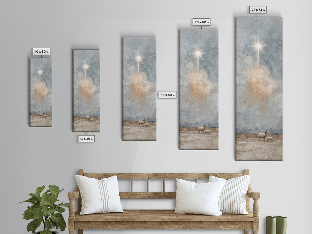 Heavenly Light Path, Framed Canvas Print, Tall Narrow Wall Art, Christian Art Canvas, Christmas Art Prints, Christian Wall Art