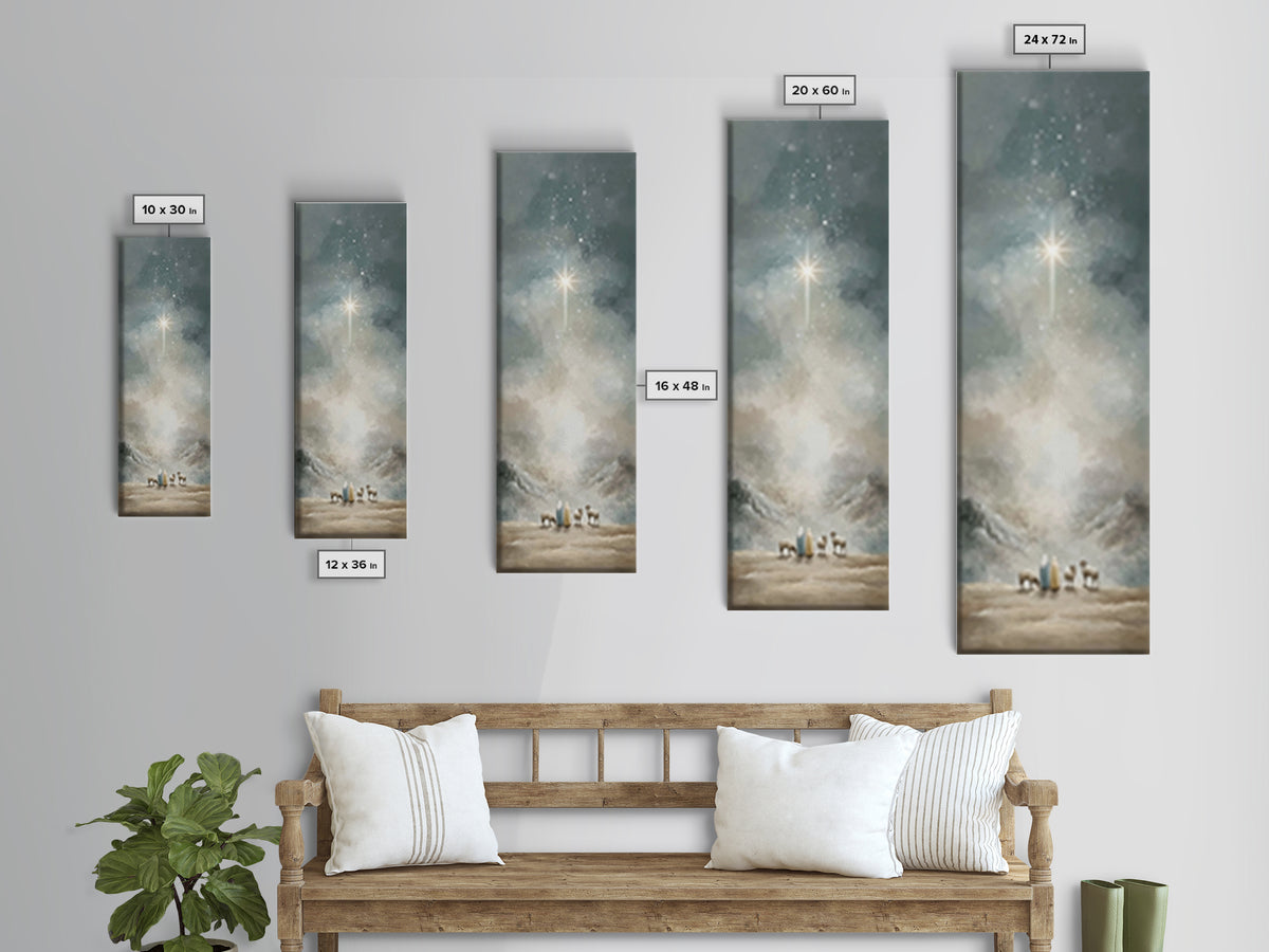Silent Star Wonder – Framed Canvas Print – Skinny Art – Christian Christmas Decor – Christmas Wall Art – Christian Art