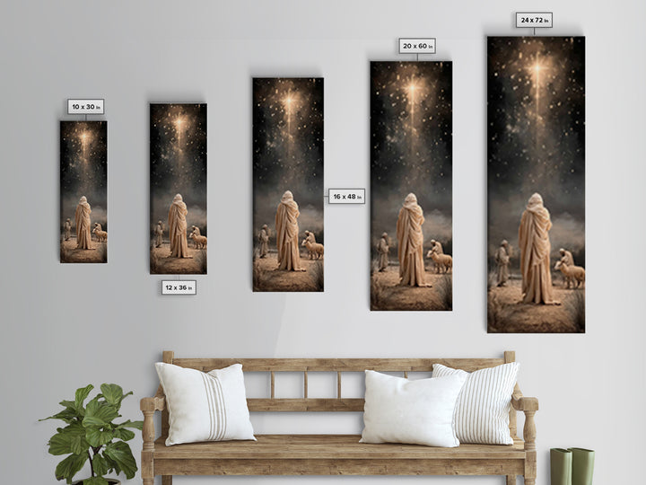 Desert Star Journey | Framed Canvas Print | Tall Narrow Wall Art | Framed Christmas Art | Christian Art Work | Christmas Canvas Wall Art