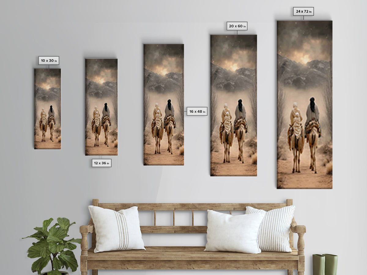 Holy Desert Trek – Framed Canvas Print – Narrow Art – Christian Art Canvas – Christmas Art Work – Christian Christmas Decor