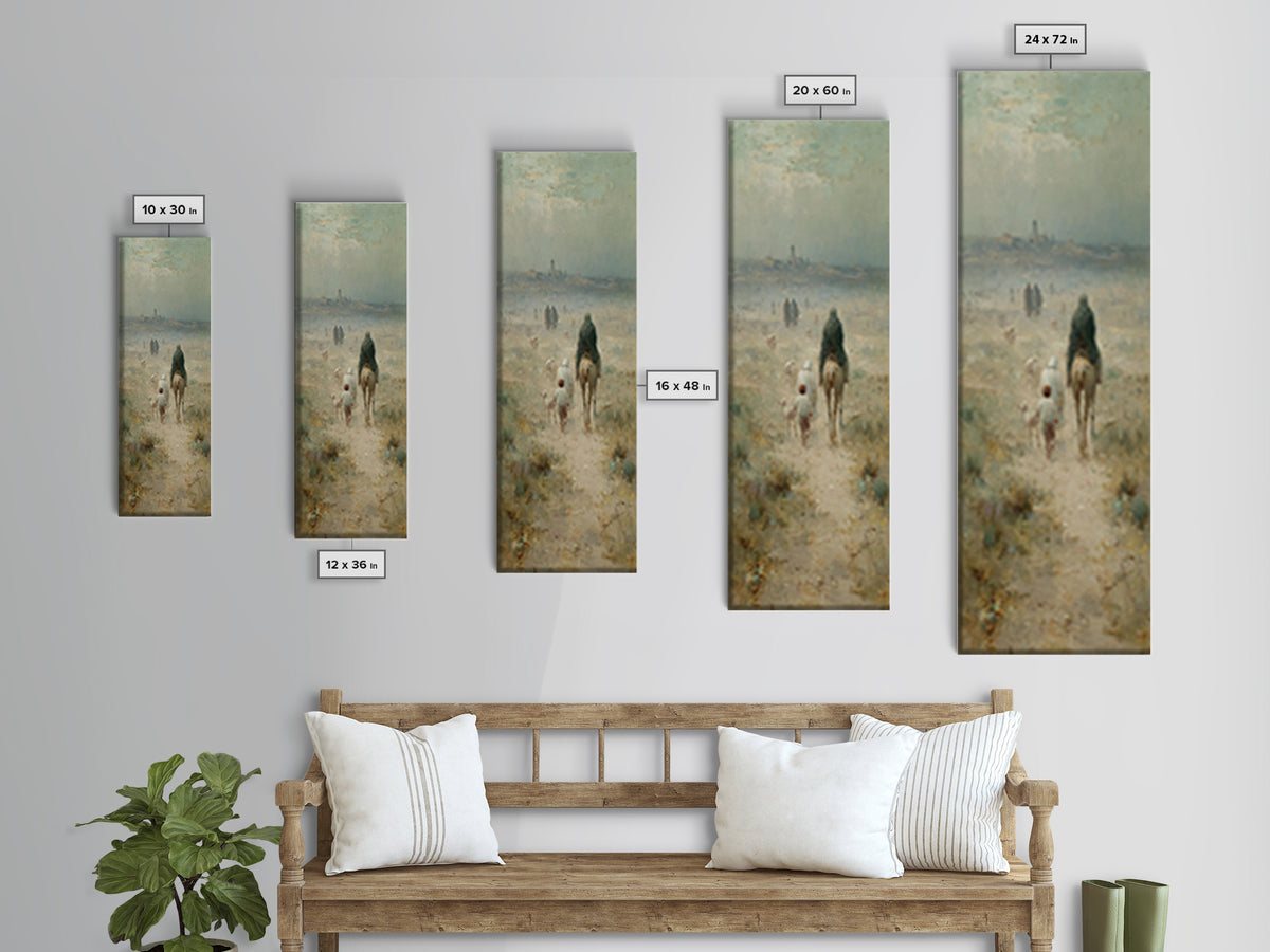 Heavenly Path Rising | Framed Canvas Print | Tall Narrow Wall Art | Christian Art Canvas | Moody Christmas Art | Christian Art Gift