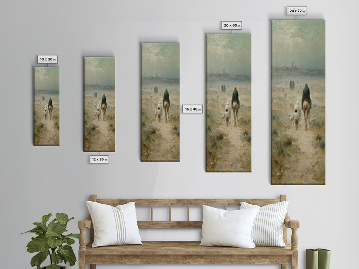 Heavenly Path Rising | Framed Canvas Print | Tall Narrow Wall Art | Christian Art Canvas | Moody Christmas Art | Christian Art Gift