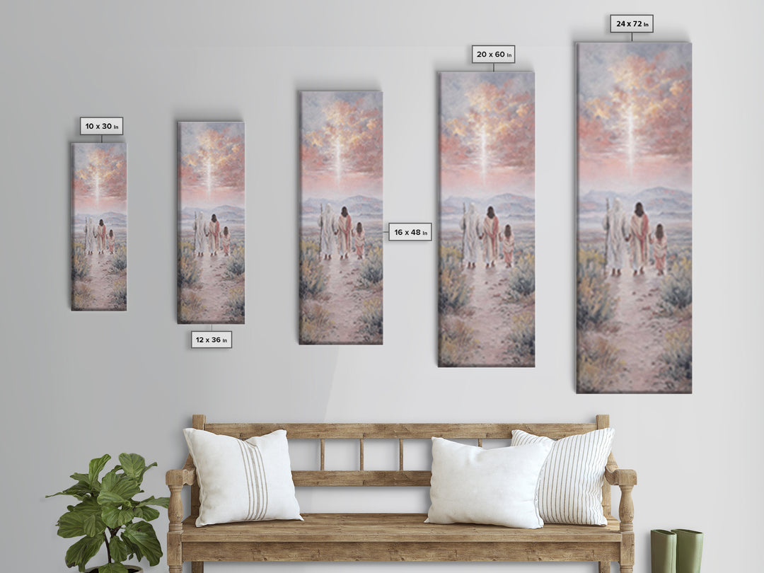 Pink Dawn Journey – Framed Canvas Print – Narrow Art – Christian Christmas Art – Christmas Canvas Wall Art – Christian Wall Art