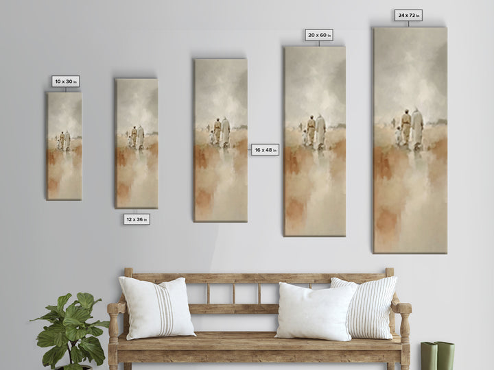 Quiet Family Path, Framed Canvas Print, Skinny Art, Christian Art Prints, Christmas Art Work, Subtle Christian Art