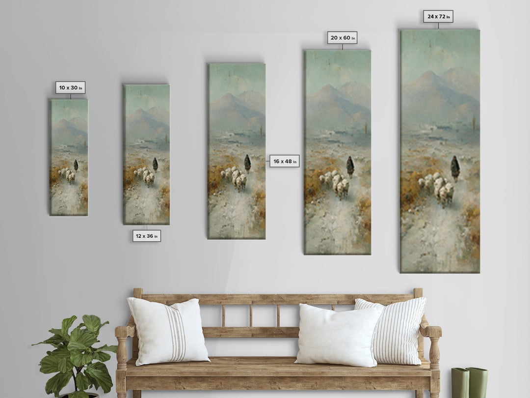 Pastoral Shepherd Calm – Framed Canvas Print – Christian Art – Christian Art Print – Christian Wall Art – Tall Narrow Wall Art – Christian
