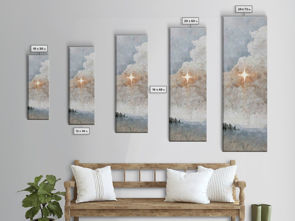 Horizon Star Glow – Framed Canvas Print – Tall Narrow Wall Art – Christian Art Canvas – Christian Wall Art – Modern Christian Art – Christm
