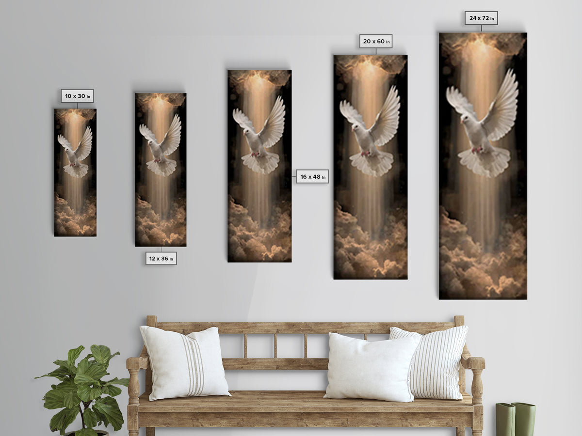 Heavenly Light Dove – Framed Canvas Print – Christian Wall Art – Christian Art – Subtle Christian Art – Skinny Art – Christian Art Canvas